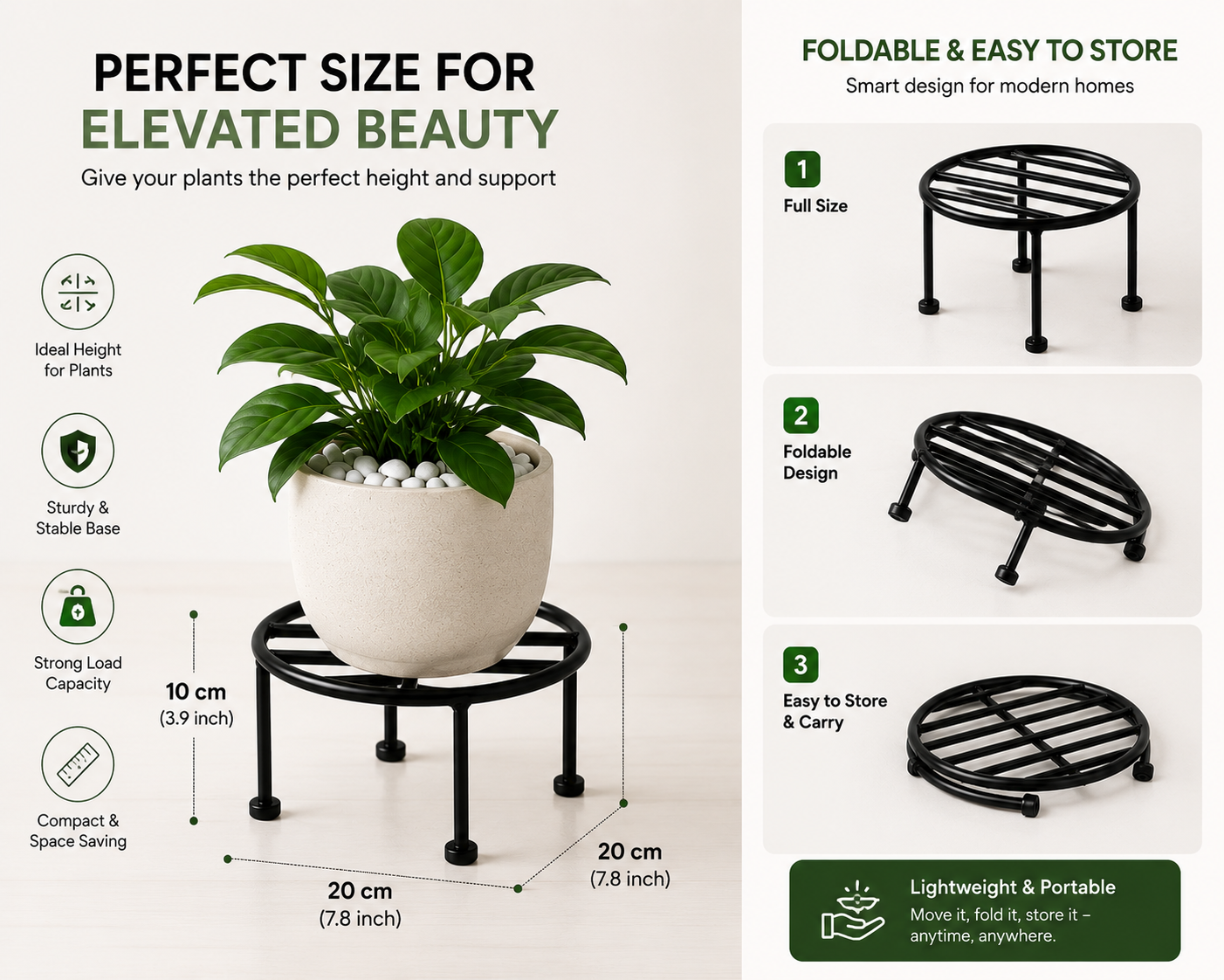 Premium Metal Plant Stand (Pack of 6) | Indoor & Outdoor Flower Pot Holder